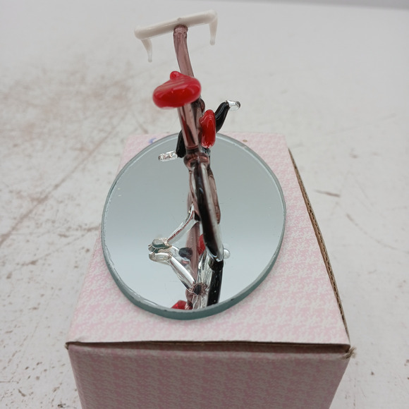 WAMANA Hand Blown Glass Bicycle Figurine w/ Box & Mirror Base - Picture 2 of 8